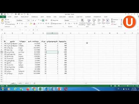 Microsoft Excel-ის ვიდეო გაკვეთილები - 01. ფანჯრის აღწერა;